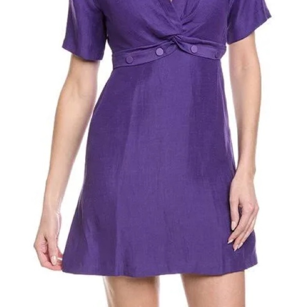 Sandro Linen Blend  Purple Mini Dress